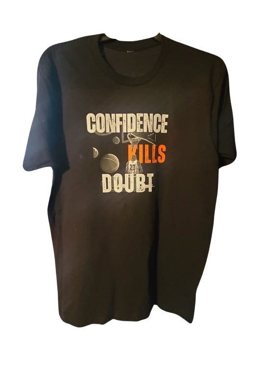 CONFIDENCE KILLS DOUBT T-SHIRT - White/Red Lettering