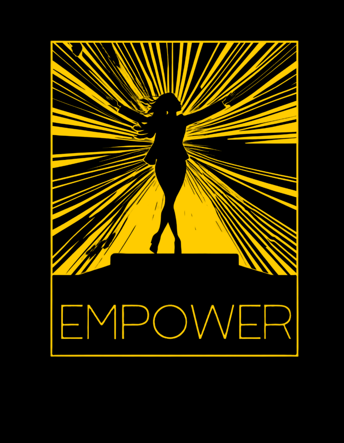 "EMPOWER" CREW NECK SWEATSHIRT-BLACK AND GOLD
