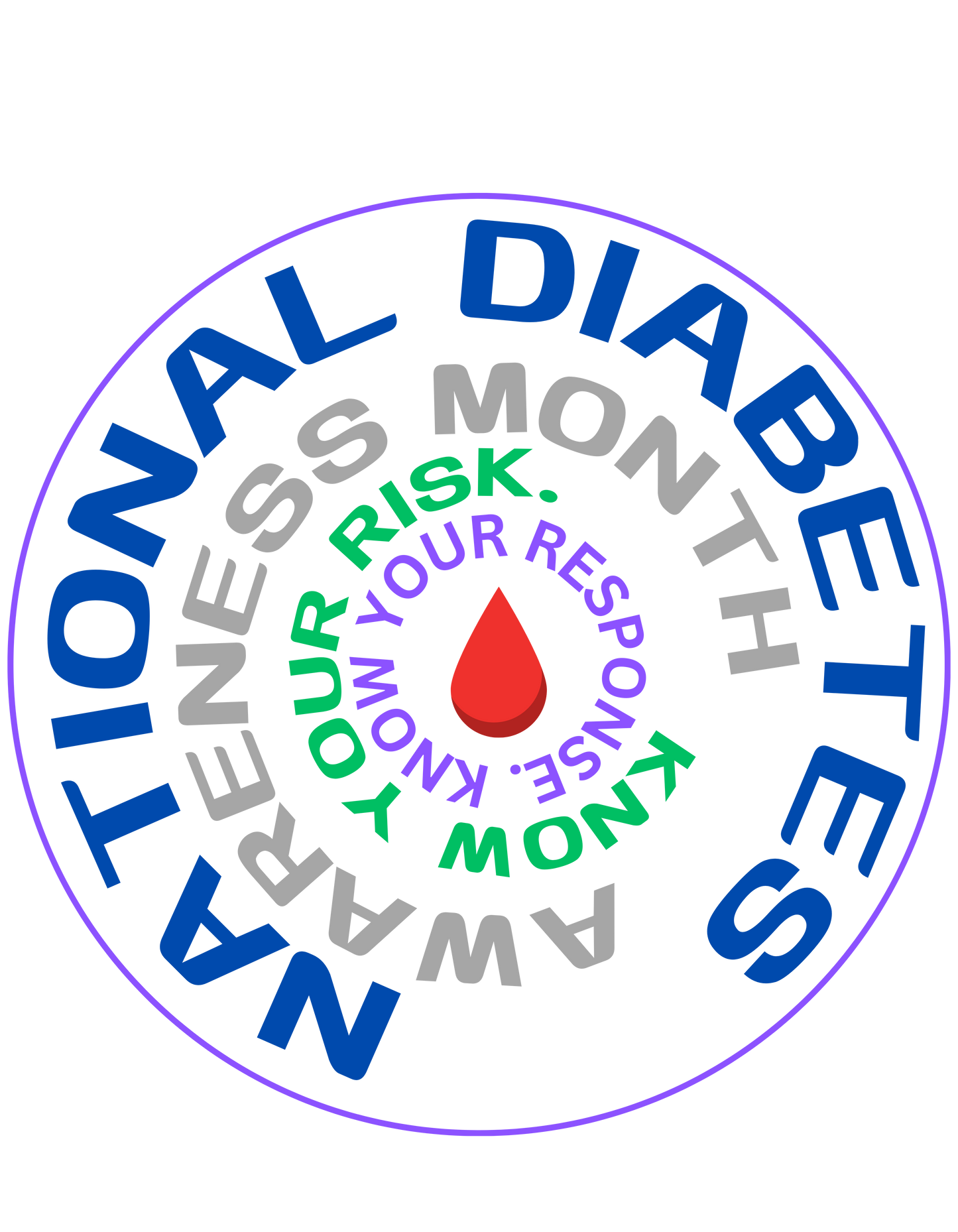 DIABETES AWARENESS LONG SLEEVE BLACK/WHITE CREW NECK SHIRTS